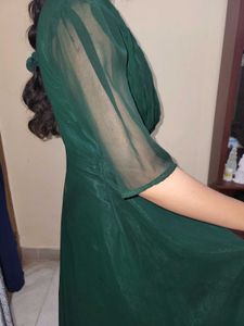 Elegant  Dark Green Maxi Dress xl gown Georgette
