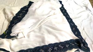 Georgous White Saree | Black Border