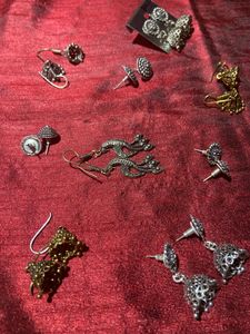 Oxidized Silver Boho Earrings Bundle