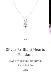 real 925 Silver Triple Heart Pendant Necklace