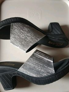 New Silver And Black Heels,Size - 39