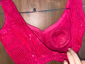 Red Sequin Saree