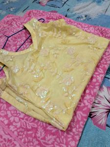 Yellow Net Type Short Kurti