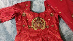 Pre Stitched Festive Blouse And Shawl