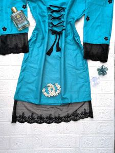 Corset Back Long Kurti🩵