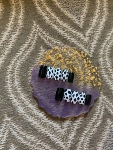 Black Cow Print Press On Nails
