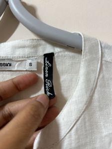 Pure Linen Branded White Shirt- New