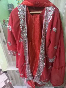 Red Embroidered Kurta Set