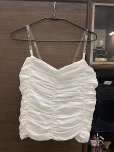 White Ruched Cami Top