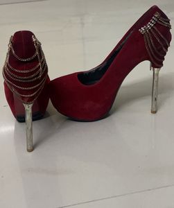 Red Velvet Pencil Heels