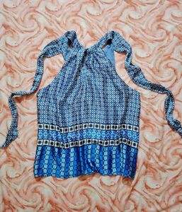 Blue Geometric Halter Top💠