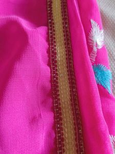 Elegant Pink Embroidered Saree