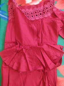 Maroon Laced Design Stylish Sleeve Top