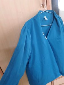 Blue Western Top For Girls