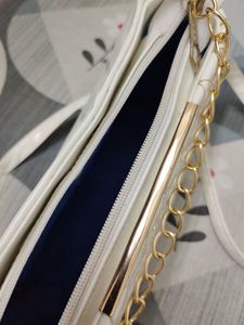 White Cream Quilted Chain Bag With Free Gift 🎁