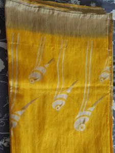 Yellow Printed Saree without blouse