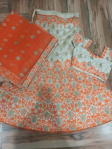 Beautiful Orange - Golden Lehanga Choli