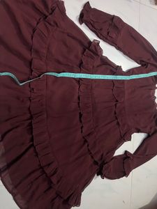 Beautiful Maroon Flared One Piece Dress