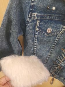 Fur Blue Denim Jackett