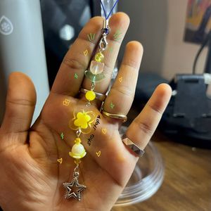 Cute Yellow Themed Handmade Beaded Phone Charm