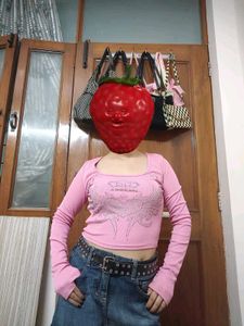 Y2K Pink Rhinestone Long Sleeve