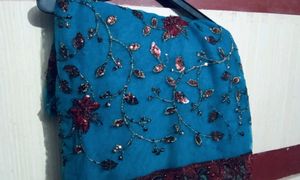 heavy work bridal saree.
