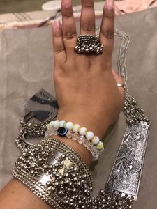 Garba Special Silver Tone Jewelry Set