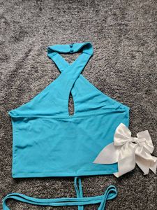 Blue Halter Neck Top