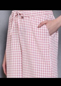 Shein Pink Gingham Wide-Leg Pants