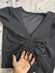 Black Cinched Crop Top