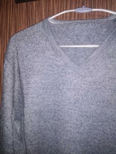 Grey V-Neck Pullover