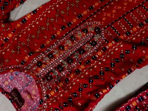 Red Blue Kurta Set Premium 2 Plazo