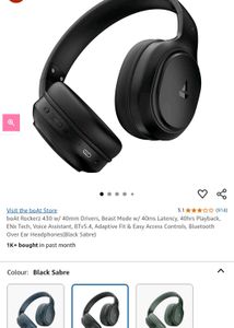 boAt Rockerz 430 Black Sabre Headphones