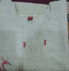 Designer Off White Kurti