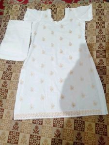 Like New White Suit With Salwar