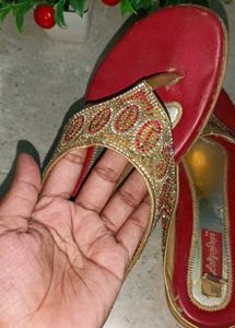 Lady Steps Red &amp; Gold Wedges
