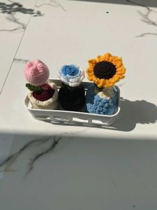 Chrochet Tulip/ Rose/ Sunflower Pot