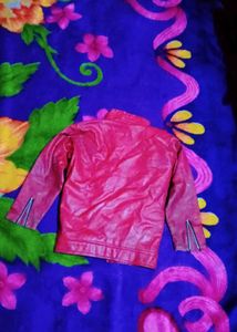 Red Faux Leather Moto Jacket