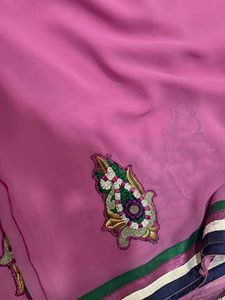 Pink Saree with Embellishments No Exchange Return