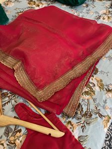 Elegant Red &amp; Gold Saree
