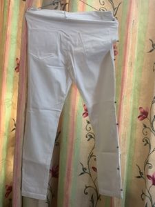 White Sassafras Jeans With Shiney Silver Grey Bead