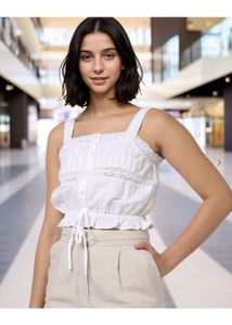 White Lace Trimmed Top