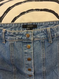 Denim Button-Front Mini Skirt