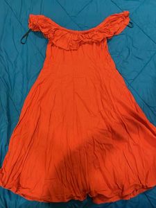 Orange Off-Shoulder Dress
