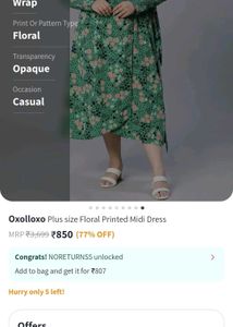 Plus Size Floral Printed Wrap Midi Dress