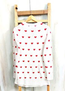 Heart Print Long Sweater size-36