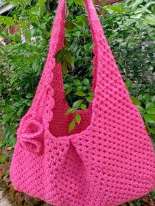 Pink Crochet Handbag