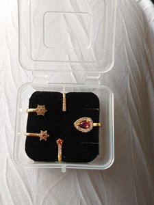 Gold Tone Ring Set with Gemstones