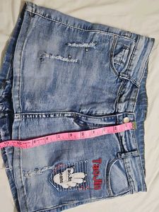 Distressed Denim Skorts