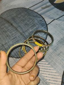 Green and Yellow Bangle Set For Women